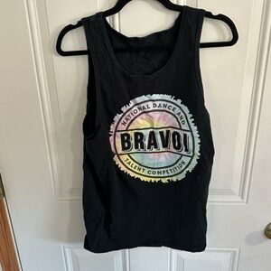 Gildan Black Tank Top with Pastel Tie-Dye 'BRAVO!' Logo
